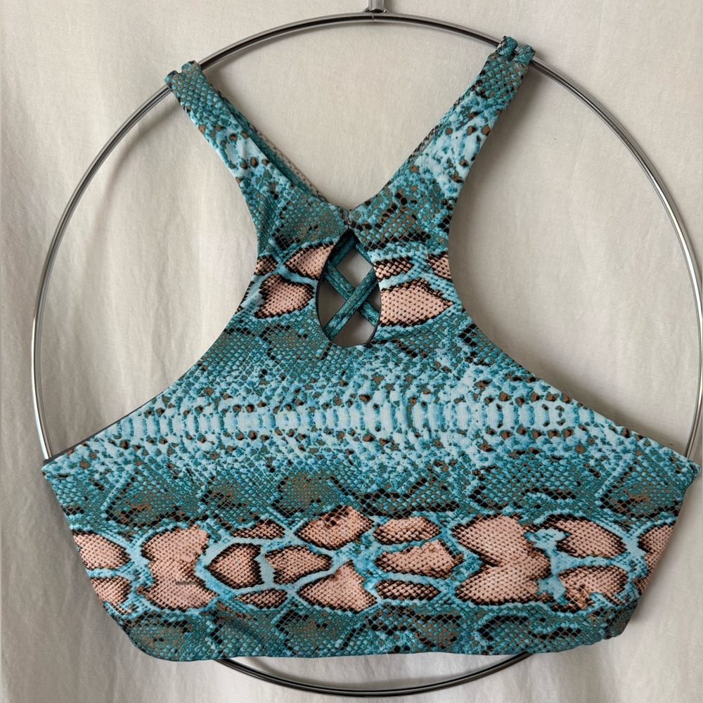 Blue Snake Print Sports Bra